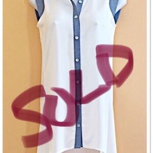 White Collared High Low Top